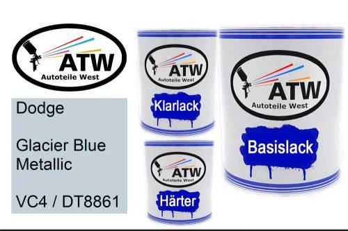Dodge, Glacier Blue Metallic, VC4 / DT8861: 1L Lackdose + 1L Klarlack + 500ml Härter - Set, von ATW Autoteile West.